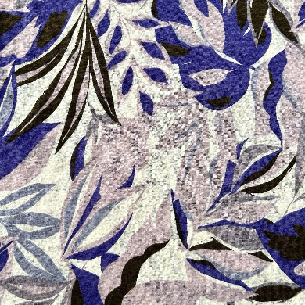 C & C California Large Purple Multicolor 100% Linen Short Cap Sleeves Top NWOT - Picture 8 of 11